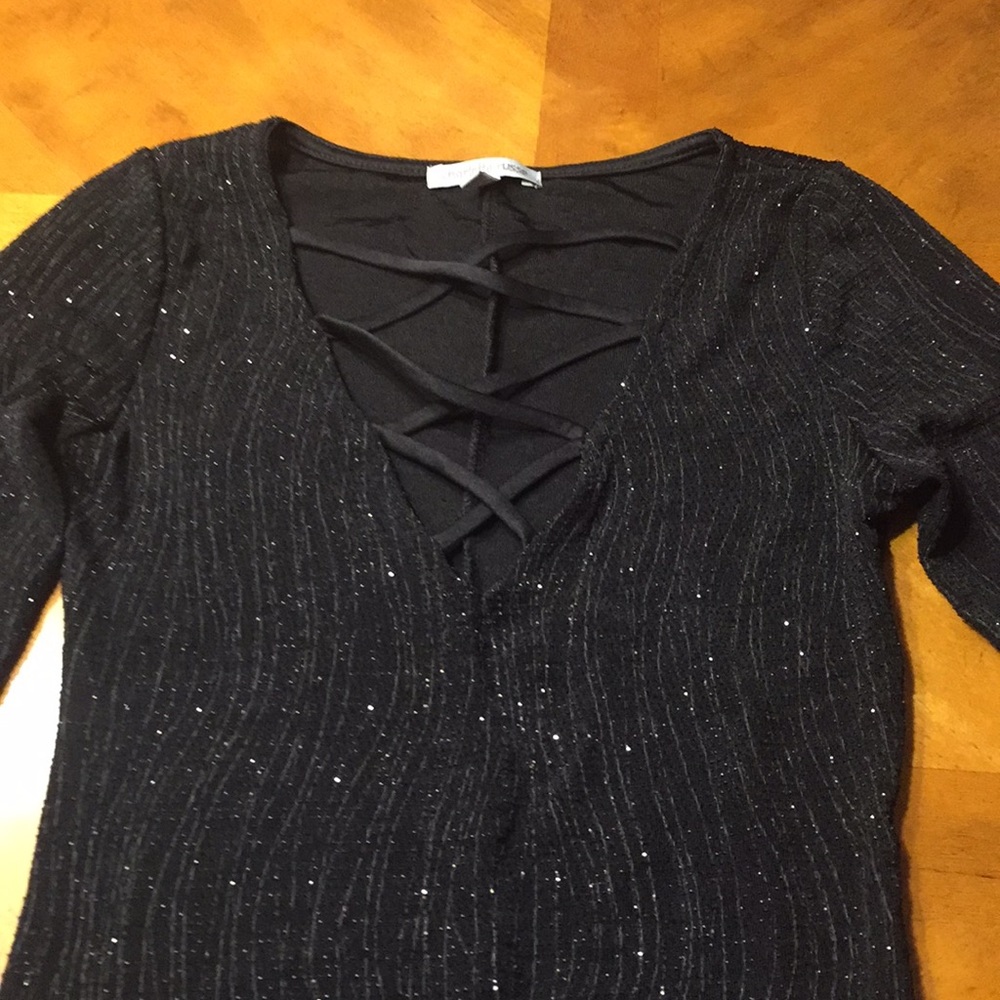Long sleeve shimmery bodysuit
